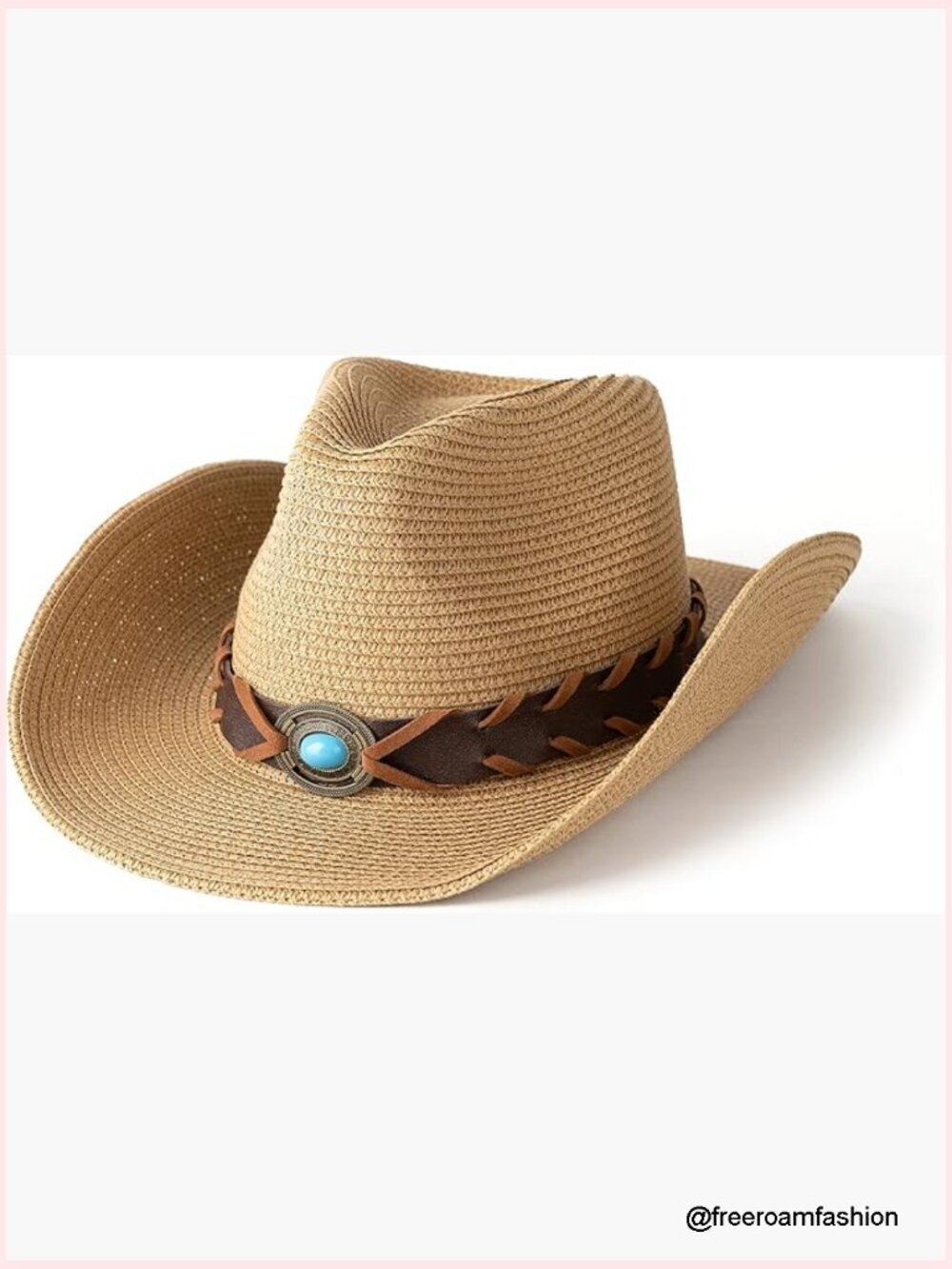 Women's Woven Straw Cowboy Hat with Wide Brim, UPF 50 Sun Protection